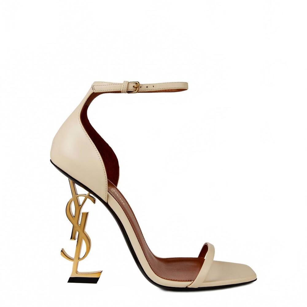NEW SAINT LAURENT women's opyum 110mm sandals in beige
